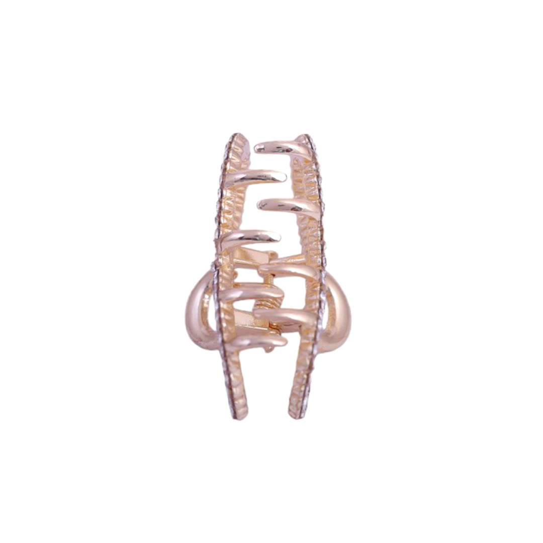 Sansi Mayo Elegant Golden Clutcher with Pink Stone Accent