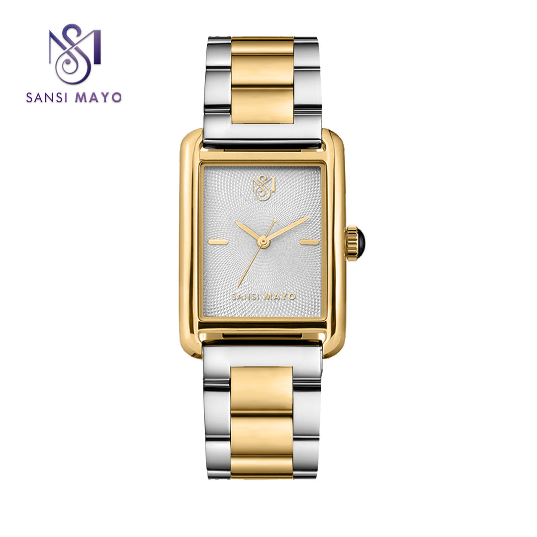 SANSI MAYO Women's Gold Stainless Steel Watch | Grey Dial | 10mm | Quartz | Dual Tone