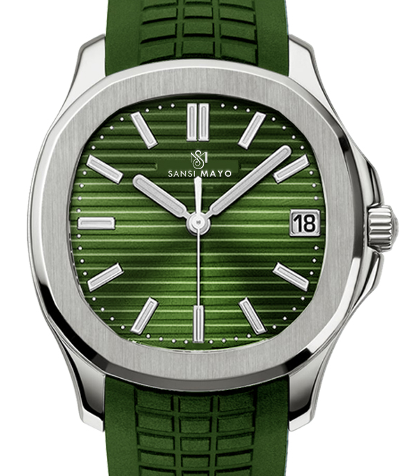 Sansi Mayo Men’s Round Silver & Green Silicone Analog Wrist Watch