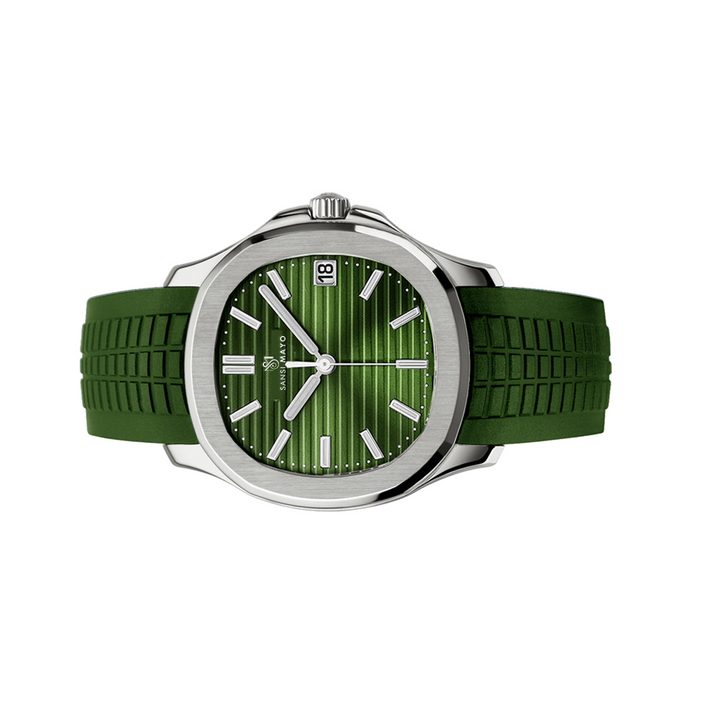 Sansi Mayo Men’s Round Silver & Green Silicone Analog Wrist Watch