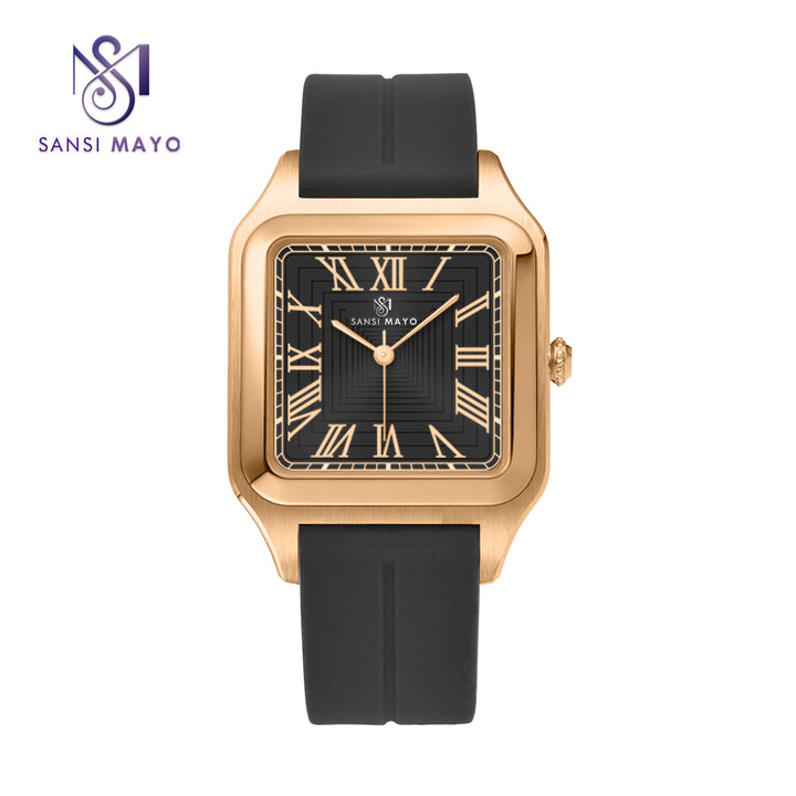 SANSI MAYO Men's | Black Silicone Watch - Square Case With Magnetic Lock