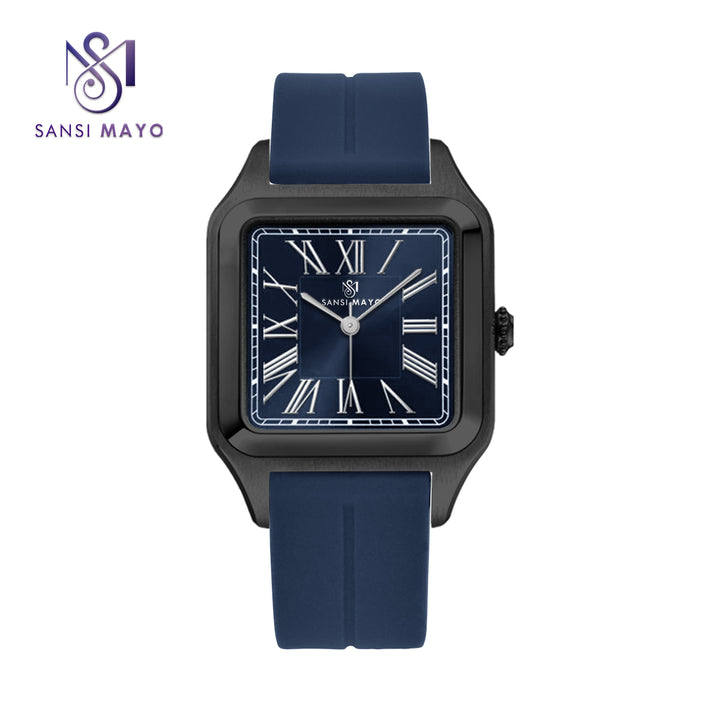 SANSI MAYO Men's Blue Silicone Square Watch - Blue Dial | Unique Edition With Magnetic Lock