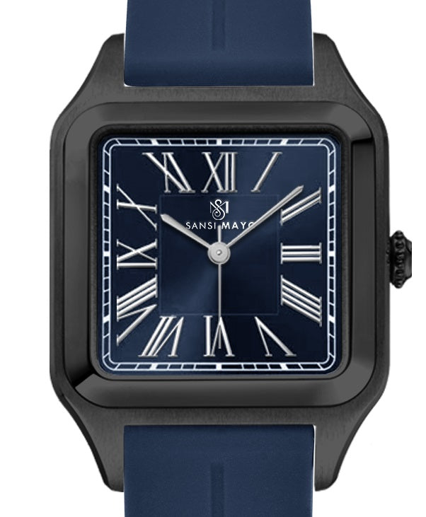 SANSI MAYO Men's Blue Silicone Square Watch - Blue Dial | Unique Edition With Magnetic Lock