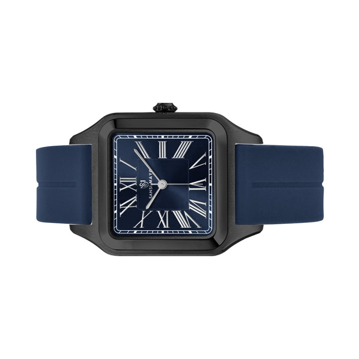 SANSI MAYO Men's Blue Silicone Square Watch - Blue Dial | Unique Edition With Magnetic Lock