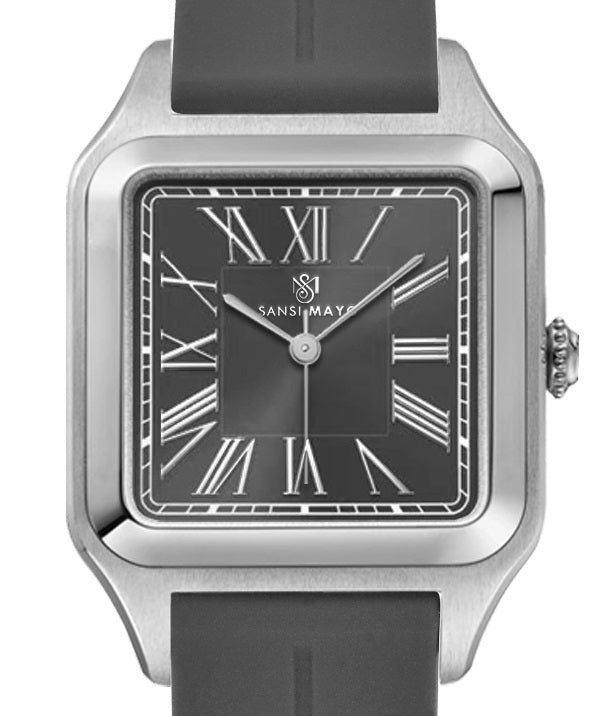 SANSI MAYO Men's | Modern Grey Silicone Square Watch | Grey Dial | Quartz | Magnetic Lock