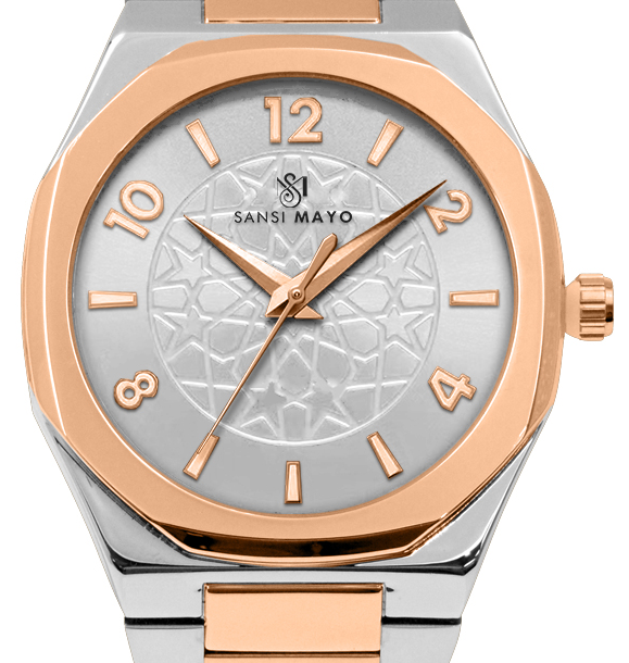 Sansi Mayo Two-Tone Rose Gold & White Elegance Wrist Watch