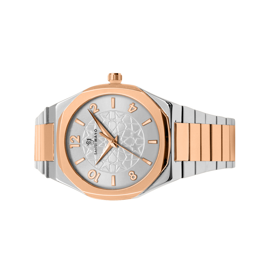 Sansi Mayo Two-Tone Rose Gold & White Elegance Wrist Watch