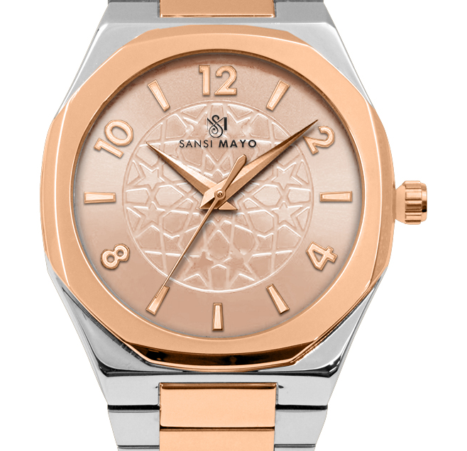 Sansi Mayo Two-Tone Rose Gold & White Elegance Wrist Watch