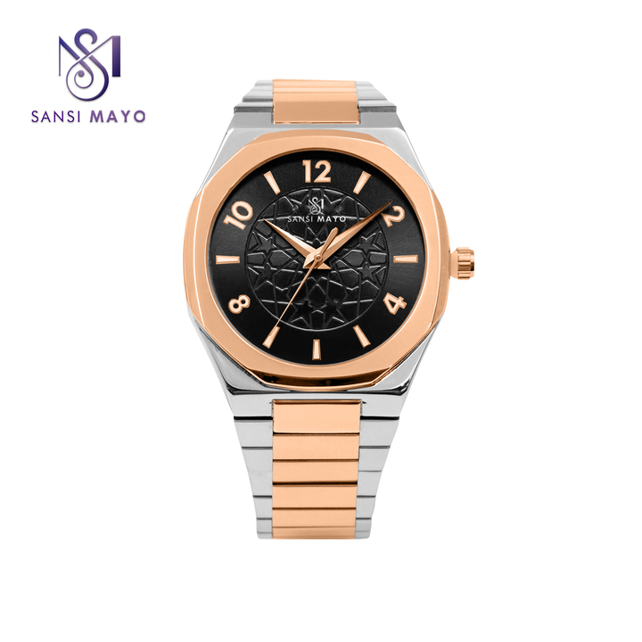 Sansi Mayo Two-Tone Rose Gold & Black Luxe Wrist Watch