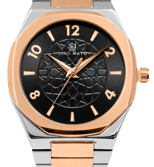 Sansi Mayo Two-Tone Rose Gold & Black Luxe Wrist Watch