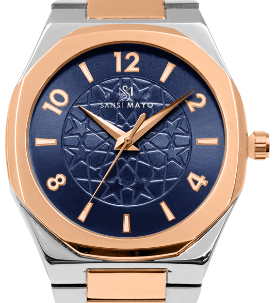 Sansi Mayo Two-Tone Rose Gold & Blue Prestige Wrist Watch