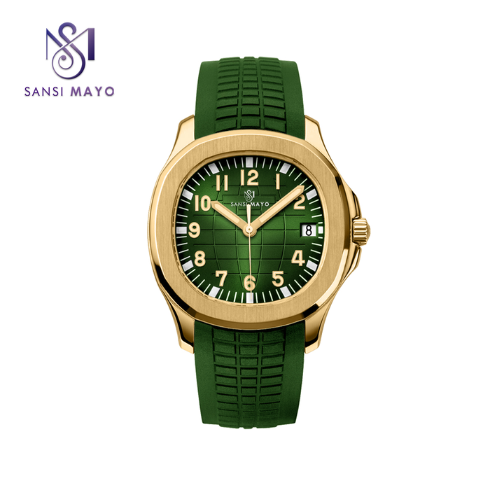 Sansi Mayo Round Rose Gold Wrist Watch - Green Essence