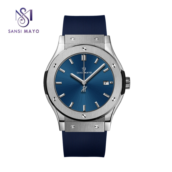 Sansi Mayo Round Silver   & Sky Blue Wrist Watch