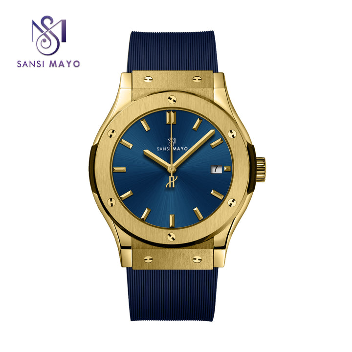 Sansi Mayo Round Gold & Blue Wrist Watch