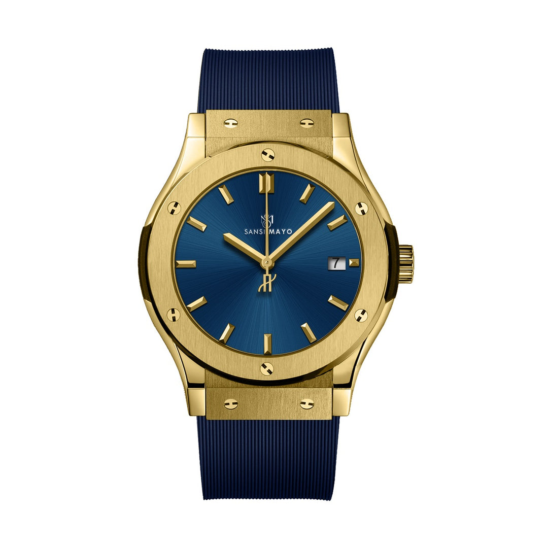 Sansi Mayo Round Gold & Blue Wrist Watch