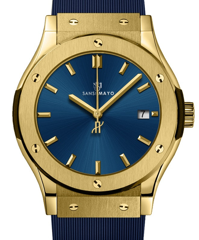 Sansi Mayo Round Gold & Blue Wrist Watch