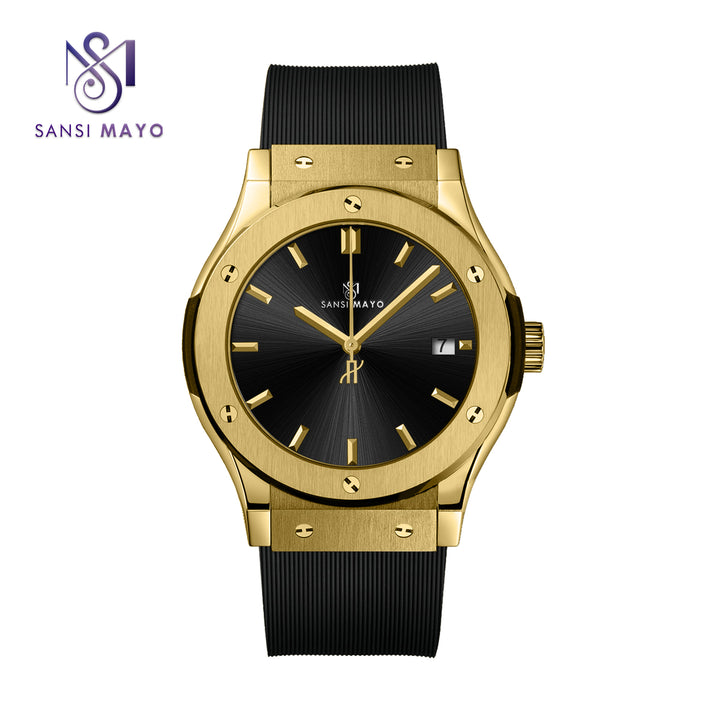 Sansi Mayo Round Gold & Black Wrist Watch