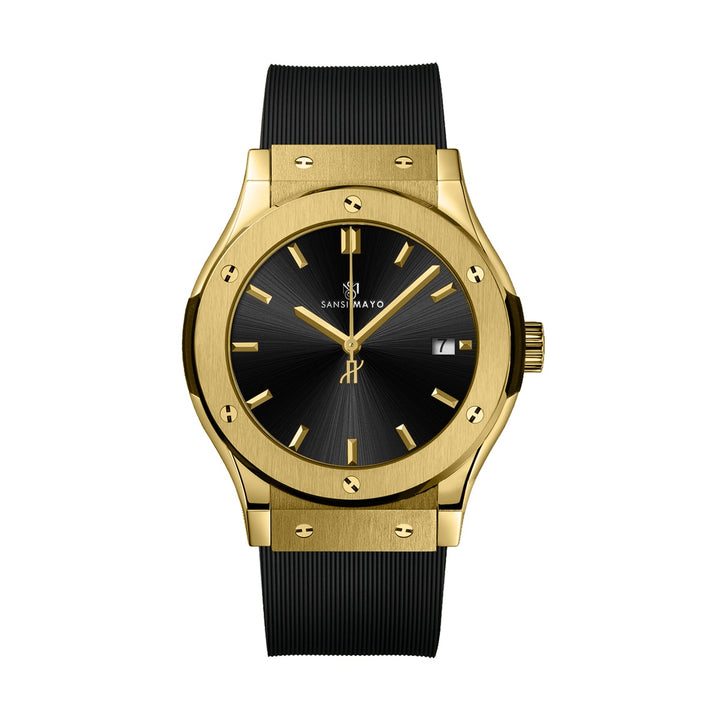 Sansi Mayo Round Gold & Black Wrist Watch