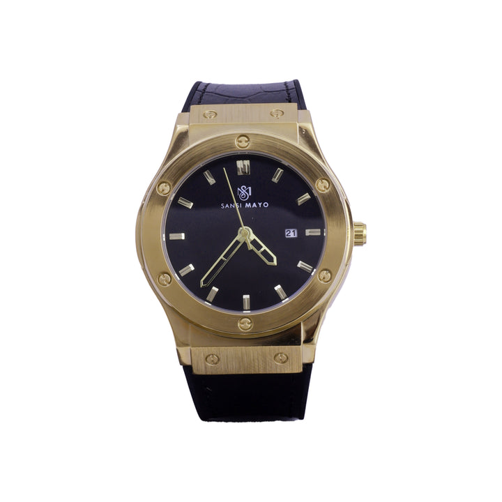 Sansi Mayo Round Gold & Black Wrist Watch