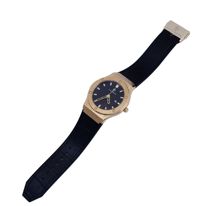 Sansi Mayo Round Gold & Black Wrist Watch