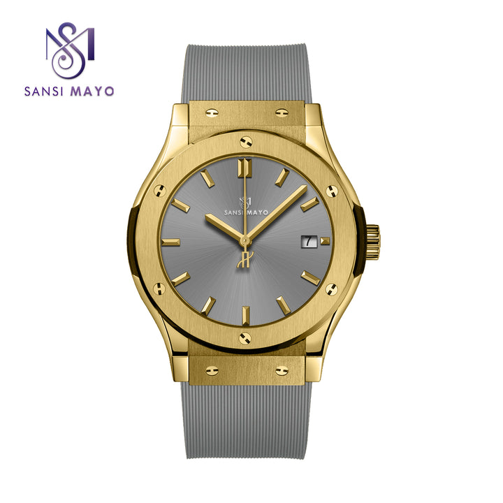 Sansi Mayo Round  Gold  & Grey Wrist Watch