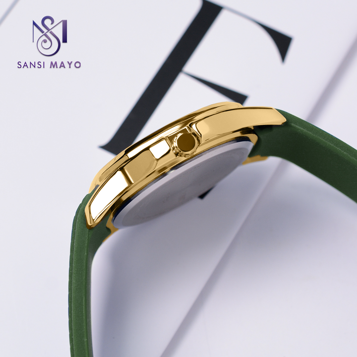 Sansi Mayo Round Rose Gold Wrist Watch - Green Essence